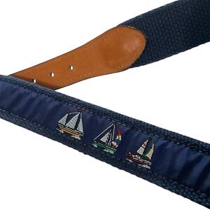 SKIPPERS Boys Navy Sailboat Belt with Solid Brass Buckle and Genuine Leather